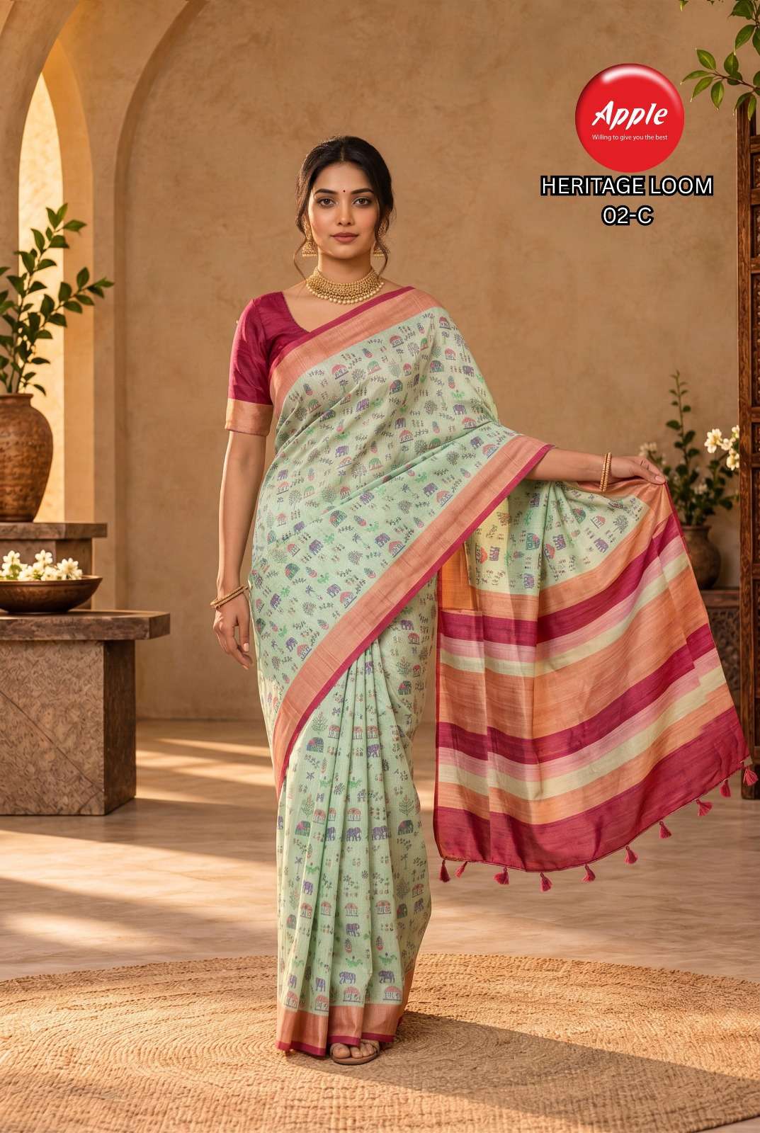 APPLE HERITAGE LOOM VOL 2 SUPER SOFT AND PURE ART SILK FABRIC SAREE WHOLESALE IN SURAT